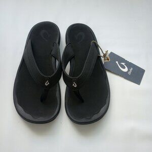 Olukai Ohana Women's Black Sandals Flops Size 8 NEW